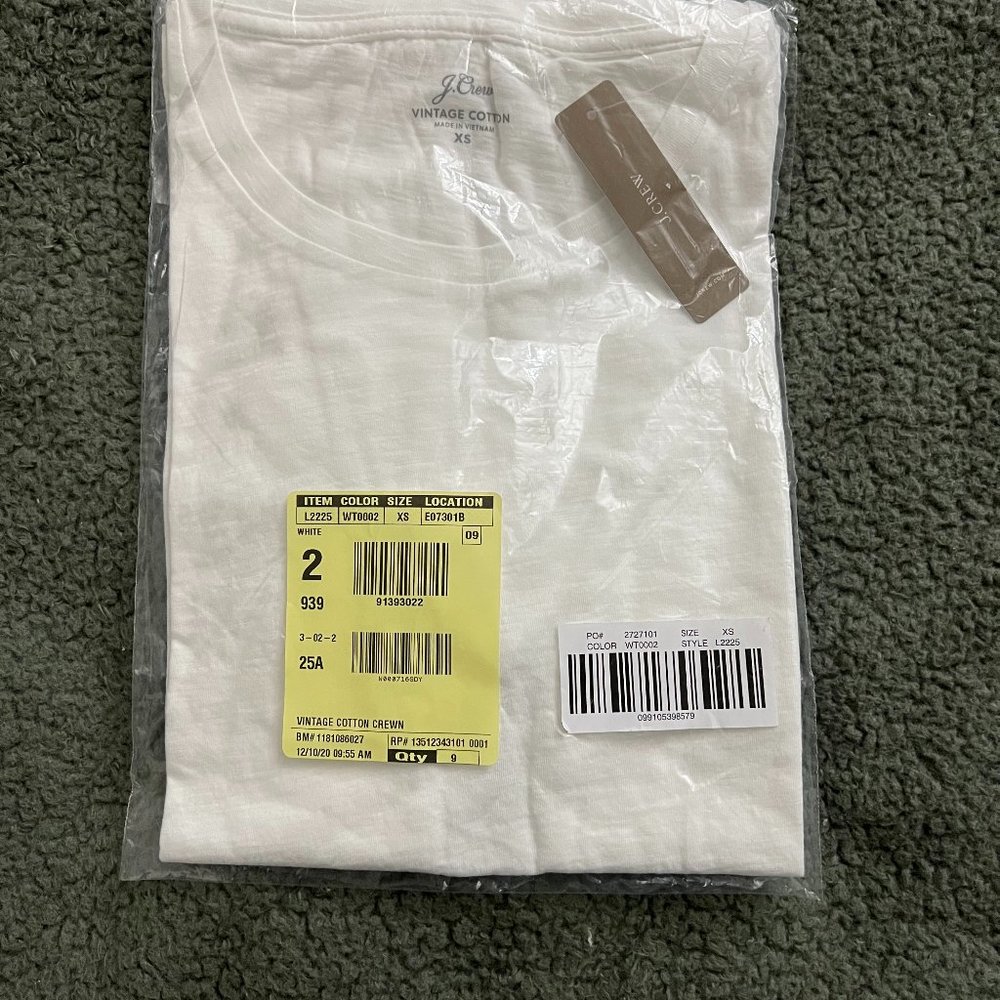 J Crew Vintage T-shirt, Size XS, White, NWT